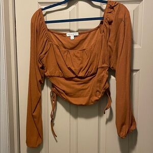 Women's Orange/Brown Long Sleeve Blouse